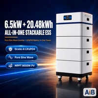 Système de stockage d'énergie tout-en-un empilable AiB 6,5 kW 20,48 kWh LiFePO4 51,2 V 400 A pour la maison, les télécommunications, l'énergie solaire hors réseau, usine OEM