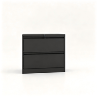 Armoire de rangement de bureau moderne en acier, large classeur à cartes noir massif, 2 tiroirs latéraux verrouillables, pour usage en salle de sport, école, hôpital