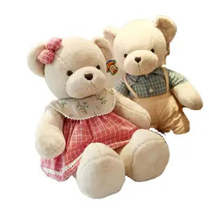 Cartoon Cute Teddy Bear Plush Toy With Clothes Bear Kawaii Floppy Stuffed Plush Toy Festival Gift Doll