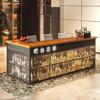 Comptoir de réception/bar de restaurant de style industriel en panneaux E1 haute densité, durables et de haute qualité