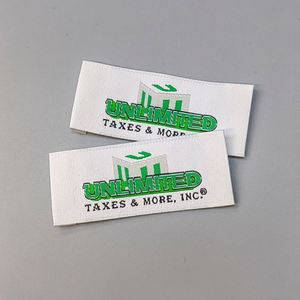Etiquetas Tejidas con Logotipos Personalizados, Plegables a la Izquierda y Derecha, para Ropa y Camisetas, Gran Venta - Product Image 1