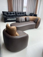 3-Sitzer Sofa Modernes Neues Wohnzimmer Dreisitzer Freizeit-Ledersofa Schlafzimmermöbel Schwamm Ein-Sitzer Echtleder-Sofa