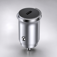 Chargeur de voiture USB-C PD ultra-mini 30W en alliage d'aluminium, adaptateur universel à port unique pour charge rapide 12V-24V