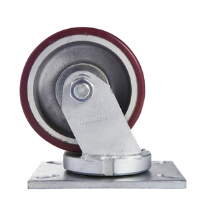 Roulettes industrielles ultra-résistantes en acier avec roues pivotantes en PU rouge de 6/8 pouces, roulement à billes en aluminium, résistantes à l'usure - Product Image 2