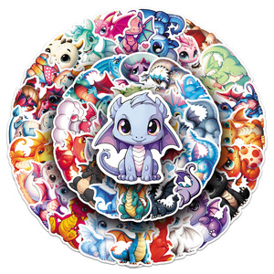 50 Pegatinas de Dragones Voladores para Niños, Decoración Infantil, Pegatinas de Dragones de Fuego de Dibujos Animados - Product Image 2