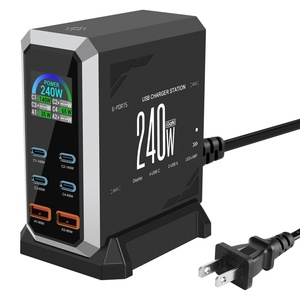Adaptador Universal de Escritorio GaN de Alta Calidad de 240W, <span class=keywords><strong>Hub</strong></span> de 6 Puertos <span class=keywords><strong>USB</strong></span> <span class=keywords><strong>C</strong></span> PD con Carga Rápida y Pantalla para Laptop, Teléfono y Tablet - Product Image 6