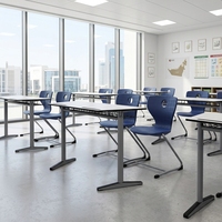 Chaises et tables d'école modernes, ensemble de bureaux et chaises pour élèves en classe, double place