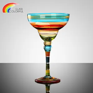 Hot Design Party Home verwendet Mund geblasen Stiel farbigen Weinglas Tasse