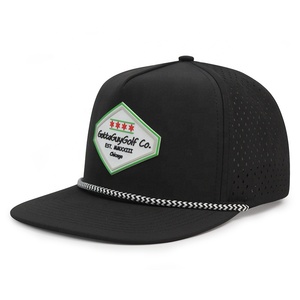 Custom <strong>Mens</strong> 5 Panel Laser Cut Hole Perforated Gorras <strong>Waterproof</strong> Sport Snapback Cap Rubber Logo Quick Dry Performance <strong>Hat</strong> - Product Image 5