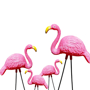 Estatua de Pájaro Rosa Personalizada para Jardín, para <span class=keywords><strong>Caza</strong></span> al Aire Libre Decoración de Jardín Portátil de Plástico con Forma de Flamenco. Patas Metálicas para Soporte. - Product Image 1