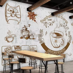 Retrò europeo muro di cemento caffetteria sfondo carta da parati parete <span class=keywords><strong>caffè</strong></span> - Product Image 2