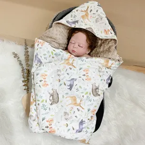 Hot Sell Floral Car Knitted Seat Wrap 100% Organic Cotton Baby Blanket Super Soft Car Seat Stroller Blanket