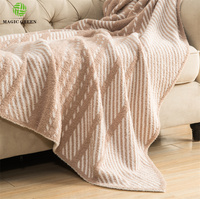 Magic Green Fournisseur Breath Stripe Couverture confortable Couverture de luxe 100% Polyester Micro Fiber Tricoté Jeter Couverture