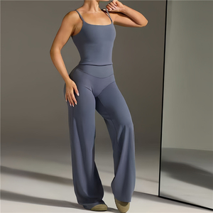 Pantaloni a Gamba Dritta NCLAGEN in Tessuto Ultra Morbido, Completo Fitness con Logo Personalizzato, Abbigliamento Sportivo da Donna, Canotta da Palestra con Reggiseno Integrato - Product Image 4