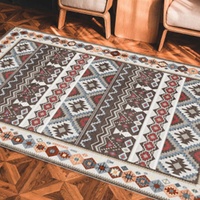 Tapis ethnique bohème noir, antidérapant, lavable en machine, avec envers en caoutchouc, résistant aux taches et doux au toucher.