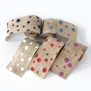 Eco-Friendly Burlap Colored Dots Jute Cloth With Decoration Activity Decorated Jute Roll