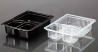 Bandeja de plástico transparente para comida, bandeja desechable para comida, 3 CP
