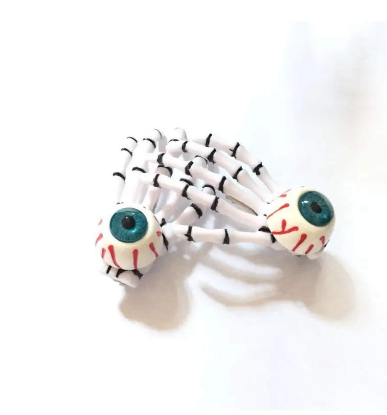 Fashion Cat Eyes Eye skeleton claws skull hand hair clip Zombie Punk Horror hairwear hairpin bobby pin