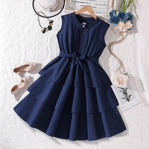Nueva <span class=keywords><strong>Ropa</strong></span> de Verano <span class=keywords><strong>para</strong></span> Niños, Vestidos Casuales sin Mangas de Color Sólido <span class=keywords><strong>para</strong></span> Niñas <span class=keywords><strong>Adolescentes</strong></span> - Product Image 1