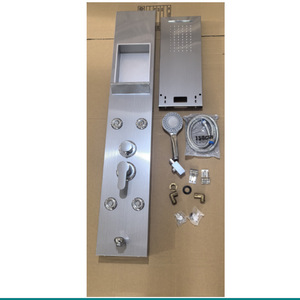 Ensemble de douche à gouttelettes d'eau 015 argenté, mural, encastré, avec boîte de rangement et pommeau de douche pluie pour salle de bain - Product Image 1