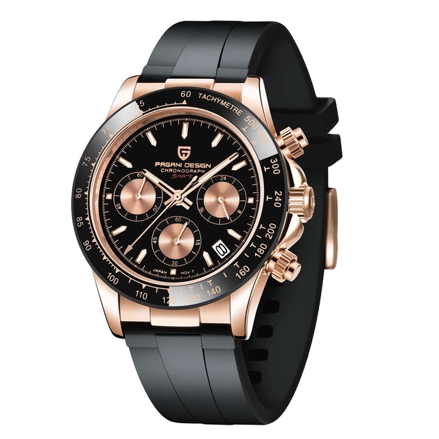 Top Brand PAGANI 1664 Rubber Strap Chronograph Watch Men Quartz Wristwatch Luxury Sapphire Glass Sports Watch Relogio Masculino