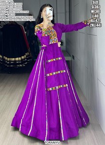 Toraniyu Designer traditionnel cousu Lehenga Choli fête porter Gamthi vrai miroir demi Kodi travail fantaisie Patta pur rayonne coton - Product Image 3