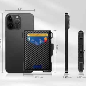 Carbon Fiber Automatic Card Eject <b>Metal</b> <b>Wallet</b> RFID Anti-Theft Men's <b>Wallet</b> 4 Inch Chestnut Brown - Product Image 3
