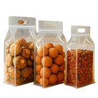 Sacs refermables à poignée transparente, fond carré, huit soufflets latéraux, recyclables, réutilisables, de qualité alimentaire, pour le stockage de denrées sèches, de noix, de céréales et de collations