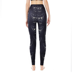 Leggings grande taille pour femmes, motif chat noir avec lunettes, nouvelle collection Halloween, pour saut en hauteur, HC-6062 - Product Image 6