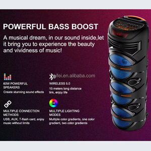 Loa Bass Three 8 inch mới nhất, âm thanh nổi TWS lớn IFeiGift 8302 với đèn LED đẹp mắt, điều khiển từ xa, micro không dây - Product Image 5