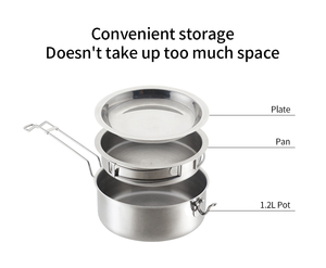 Marmite de <span class=keywords><strong>camping</strong></span> multi-combustible à chauffage rapide en acier inoxydable, portable, avec rangement et <span class=keywords><strong>vaisselle</strong></span> pliable - Product Image 2