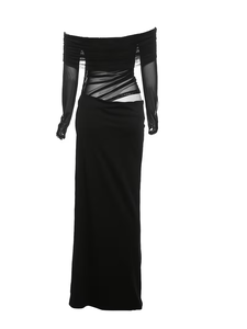 Mesh See Though <strong>Dress</strong> Wholesale Off the <strong>Shoulder</strong> <strong>Maxi</strong> <strong>Dress</strong> Custom logo Solid Color Simple <strong>Dress</strong> Factory Direct - Product Image 6