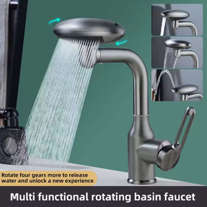 Смеситель для ванной FSH OEM Modern Waterfall с выдвижным изливом, 4 режима, латунный, для горячей и холодной воды, с цифровым дисплеем - Product Image 2