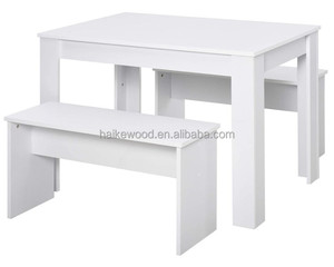 Modern Panel <strong>Dining</strong> <strong>Table</strong> and Chair Set <strong>with</strong> 2 <strong>Benches</strong> for <strong>Small</strong> Apartments and Hotels - Product Image 2
