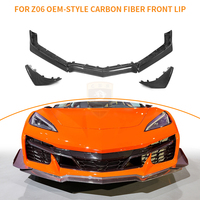 Lame de pare-chocs avant en fibre de carbone véritable style OEM, tissage sergé 2x2, pour Chevrolet Corvette Z06 2023-2025 avec canards
