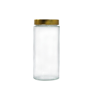 Pot en verre rond à large ouverture de 720 ml, personnalisé, transparent, écologique, recyclable, avec couvercle en métal, pour le stockage de bonbons, de gelées, de biscuits et d'aliments - Product Image 1