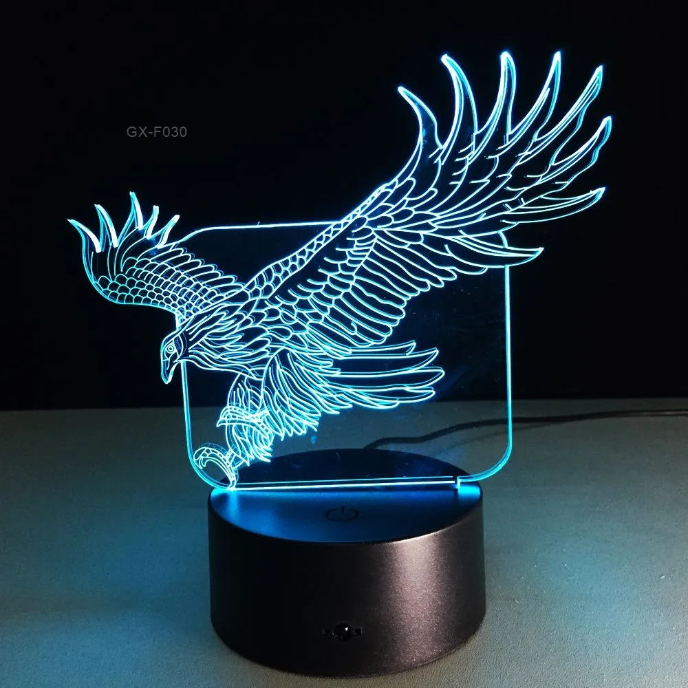 Lampe de Table 3D en forme de grand aigle, colorée, pour bureau, hôtel, chambre à coucher, Bar, W-O-W