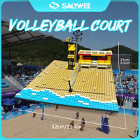 (Sin Caja) Bloques de Construcción para Construir Campos Deportivos, Modelo de Escena de Fútbol, Baloncesto y Voleibol de Playa, Regalo Coleccionable Creativo para Decoración de Aficionados
