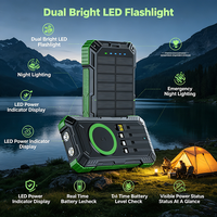 Batterie externe solaire 30000 mAh à succès avec 4 câbles intégrés, charge sans fil 15W, charge rapide PD22.5W, étanche IP67 et anti-poussière