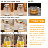 Ensemble de carafes en verre pour restaurant, usage domestique, avec couvercle et poignée, grande capacité 1800 ml, théière et bouilloire en verre transparent