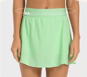 Damen 2-in-1 Fitness Shorts Rock Sommer Atmungsaktiv Coole Sonnenschutz Tennis Wear mit Rücken Taillen tasche - Product Image 3