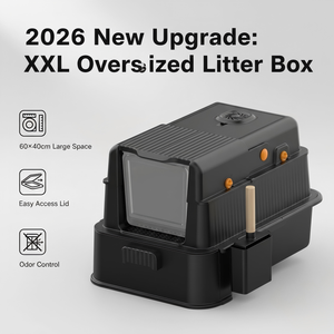 Edelstahl Quadratische Katzentoilette mit Abdeckung 91L Fassungsvermögen Langlebig Auslaufsicher Leicht zu Reinigen Manuell - Product Image 1