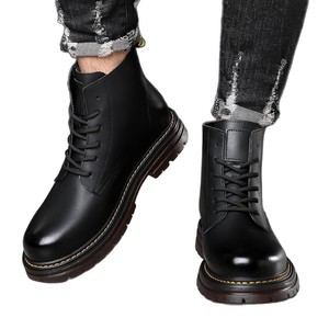 Bottes Martin pour homme, à bout rond, en cuir, avec doublure en fourrure, semelle en caoutchouc, isolantes pour l'hiver - Product Image 5