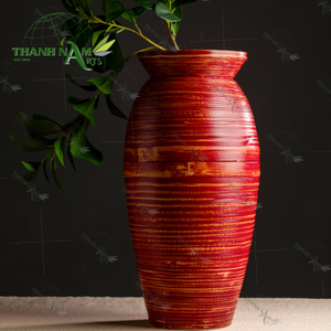 Nuevo diseño de alta calidad lacado rústico rojo y marrón conjunto de jarrón de bambú jarrón Simple decoración de plantas de jardín - Product Image 3