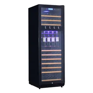 शीर्ष बिक्री 130 की बोतलें आर्द्रता नियंत्रण स्टेनलेस स्टील के गिलास दरवाजा प्रदर्शन शराब फ्रिज मशीन