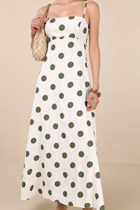 Fabricante de Ropa Personalizada OEM, Vestido Largo Maxi con Tirantes Finos y Estampado de Lunares de Alta Calidad para Mujer - Product Image 2