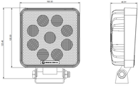 Feux de travail LED E-mark 4 pouces 27W carrés haute performance pour camion tout-terrain 4x4, blanc, 9 LED