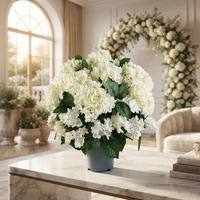Grande plante artificielle d'hortensia blanc et bleu de 70 cm en pot, buisson d'hortensia pour décoration intérieure, table, mariage, fête, fleur en pot