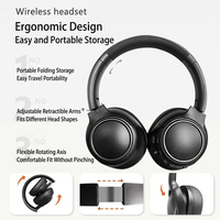 Headphone ANC Nirkabel dengan Bass Mendalam, Peredam Kebisingan -25dB, Driver 40mm, Daya Tahan Baterai 40+ Jam