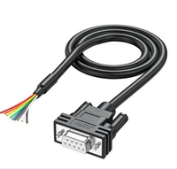 Cable de extensión serie DB9/15/25 24AWG macho y hembra RS232, conector chapado en oro con arnés de cable de extremo de cable desnudo